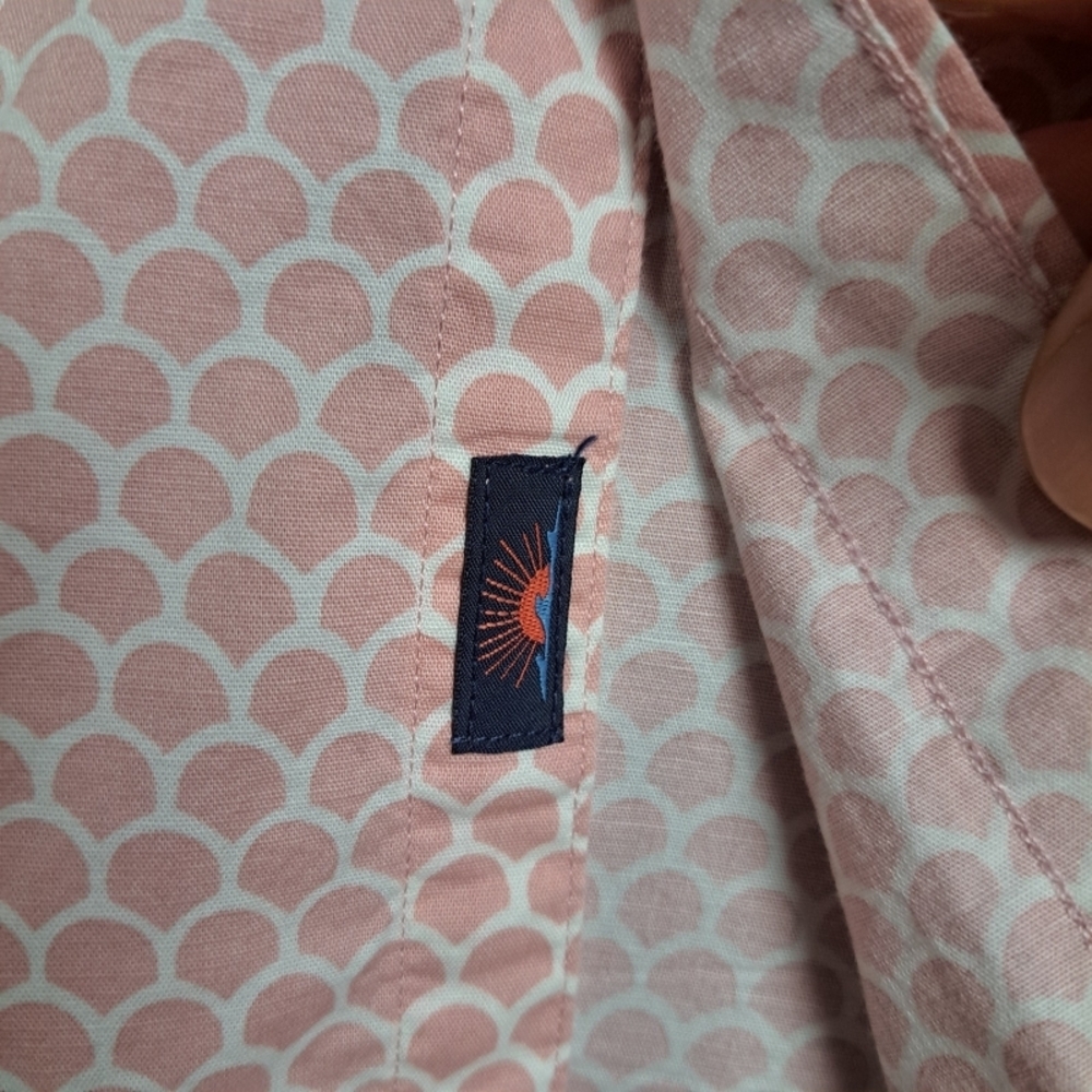 Faherty Playa Men's XL All Over Fish Scale Print Organic Cotton Pale Pink/White - Picture 5 of 10